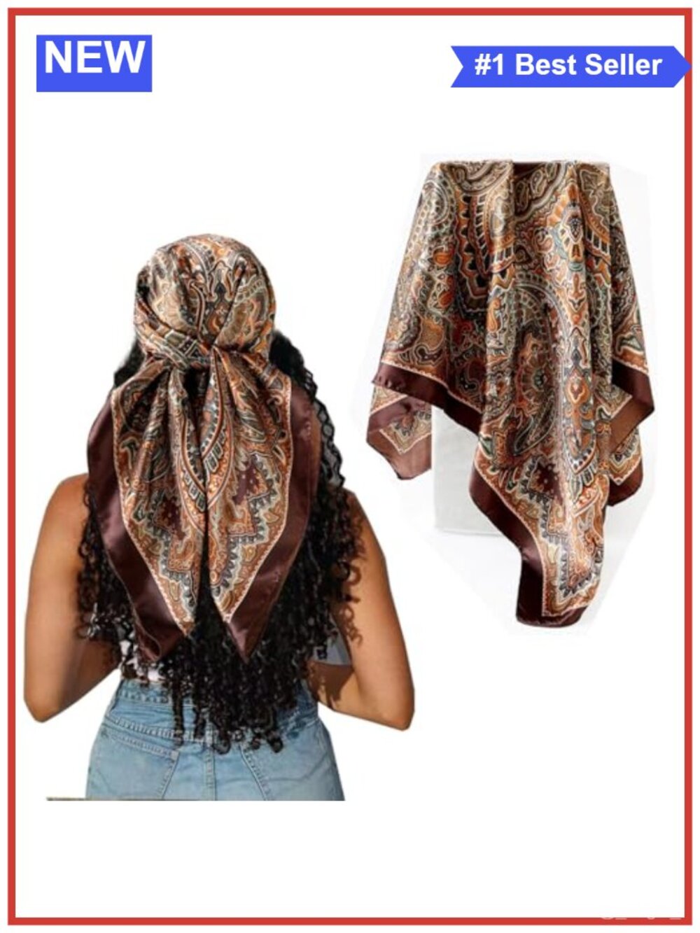 Satin Silk Like Hair Scarf Head Bandana Multi-Purpose for Women